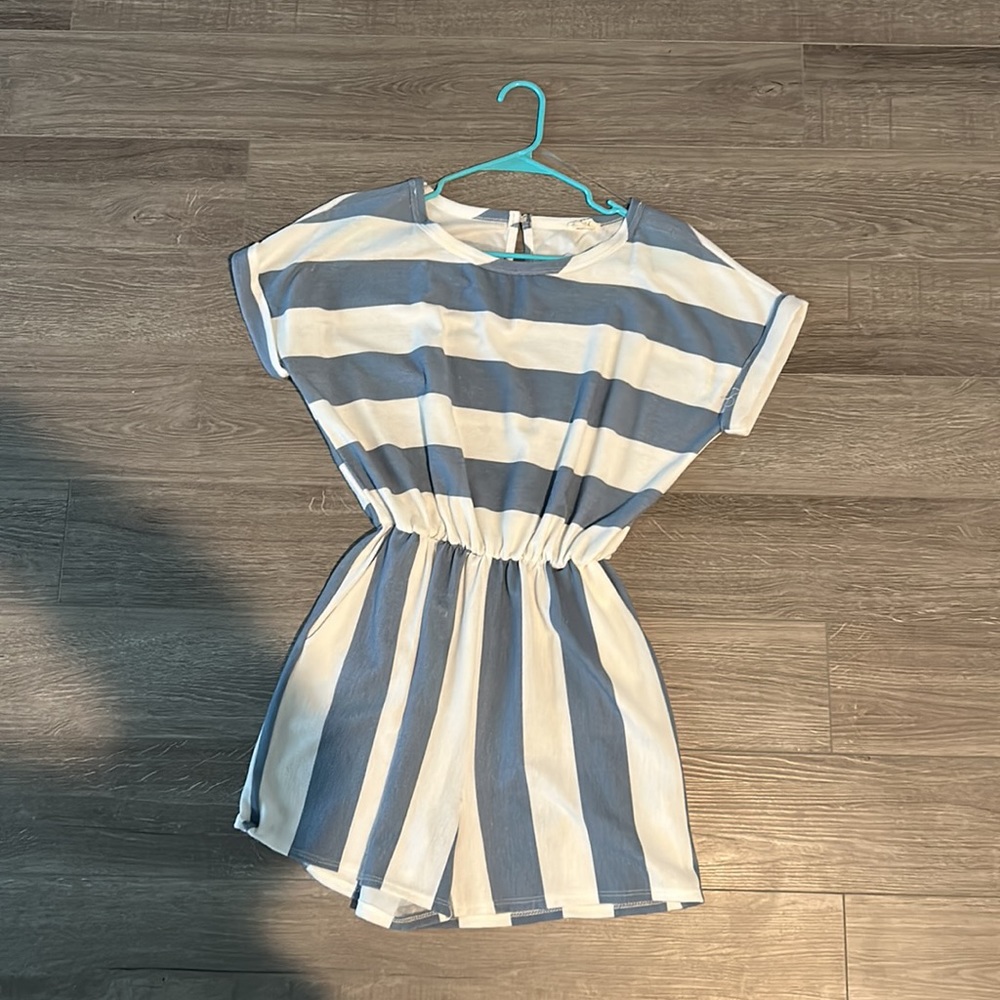 Blue and White Striped Jumper